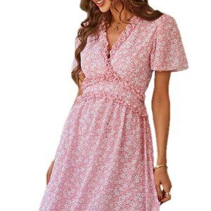 NEW WITH TAGS - XL beachy, boho feminine midi dress in pink